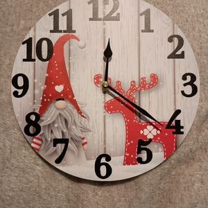 Red Gnome and Reindeer Wall Clock (A-32)